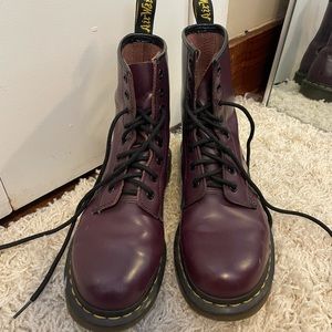 Purple Dr. Martens Leather Lace Up Boots